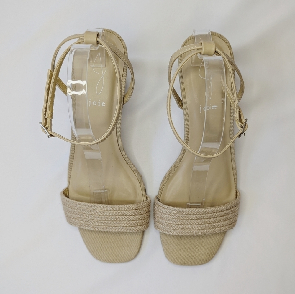 Joie Lila Natural Straw Jute Strappy Ankle Wedge Sandals, Women's Size 10 - Picture 4 of 9